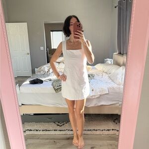 White Square Neck Sleeveless Mini Dress